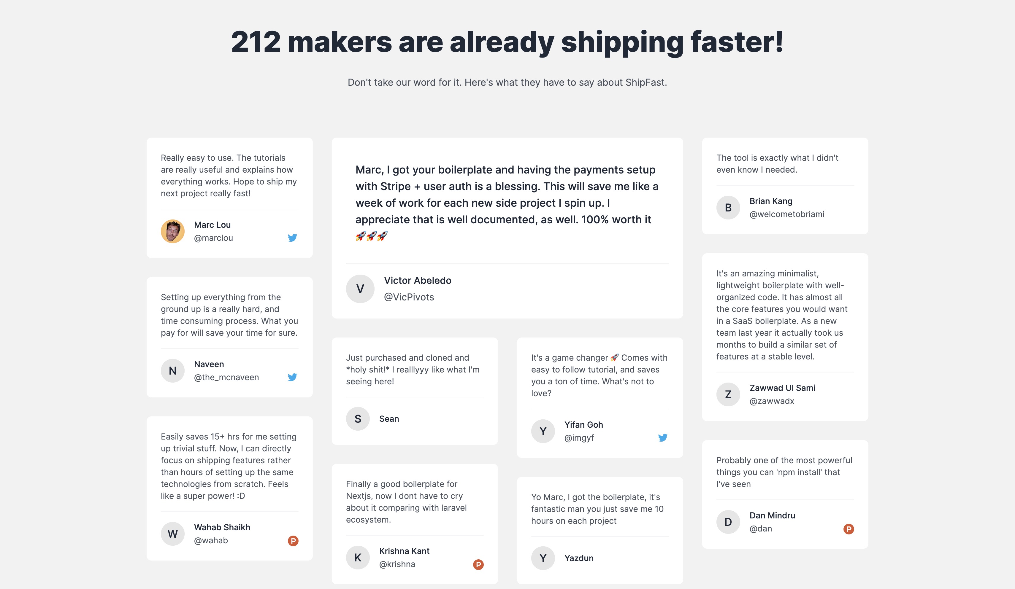 A Testimonial Grid component for WeeShip boilerplate