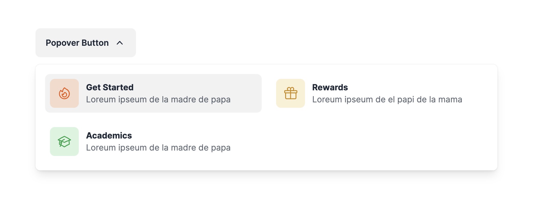 A Button Popover component for WeeShip boilerplate